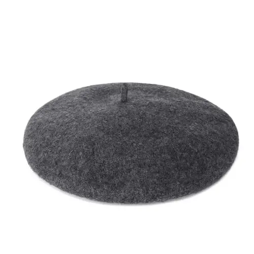 Wool Beret Hat French Beret Cap Winter Artist Painter Hat Solid Color for Women - 2