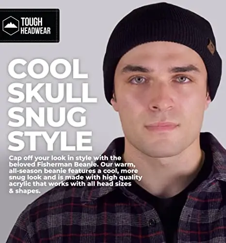 Tough Headwear Daily Knit Beanie Hat - Thermal Warmth Winter Hat - Breathable, Stretch Fit Beanie for Women & Men - TOUGH HEADWEAR (1)