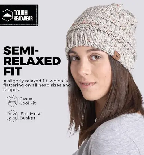 Tough Headwear Beanie Hat - Cable Knit Warmth - Winter Hats - Slouchy Fit - Beanies for Women - Itch-Free Winter Essentials - 4