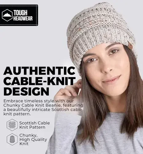 Tough Headwear Beanie Hat - Cable Knit Warmth - Winter Hats - Slouchy Fit - Beanies for Women - Itch-Free Winter Essentials - 2