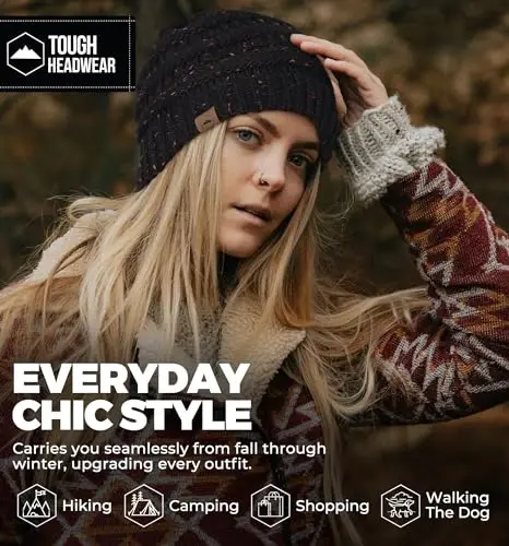 Tough Headwear Beanie Hat - Cable Knit Warmth - Winter Hats - Slouchy Fit - Beanies for Women - Itch-Free Winter Essentials - 6