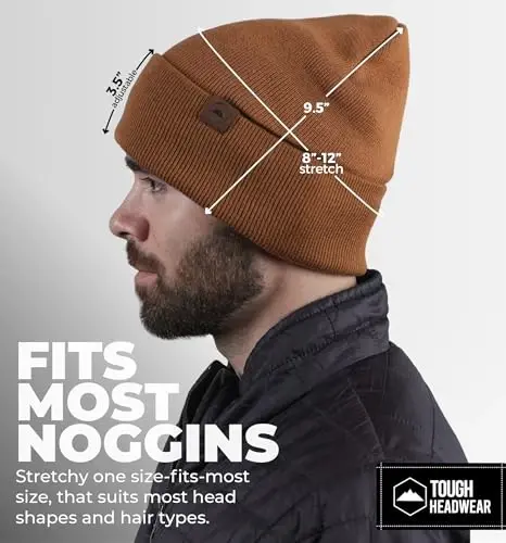 Tough Headwear Cuff Beanie Hat - All-Season Winter Cap - Stretch Fit Women & Mens Beanie - Durable Knit Unisex Winter Caps - 5