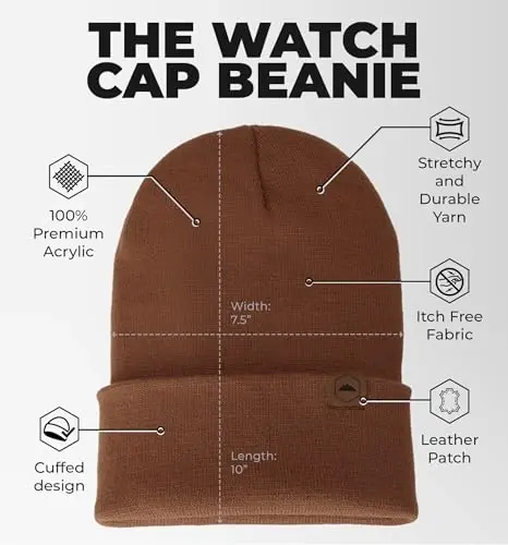 Tough Headwear Cuff Beanie Hat - All-Season Winter Cap - Stretch Fit Women & Mens Beanie - Durable Knit Unisex Winter Caps - 3