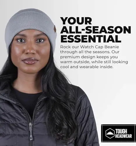 Tough Headwear Cuff Beanie Hat - All-Season Winter Cap - Stretch Fit Women & Mens Beanie - Durable Knit Unisex Winter Caps - TOUGH (1)