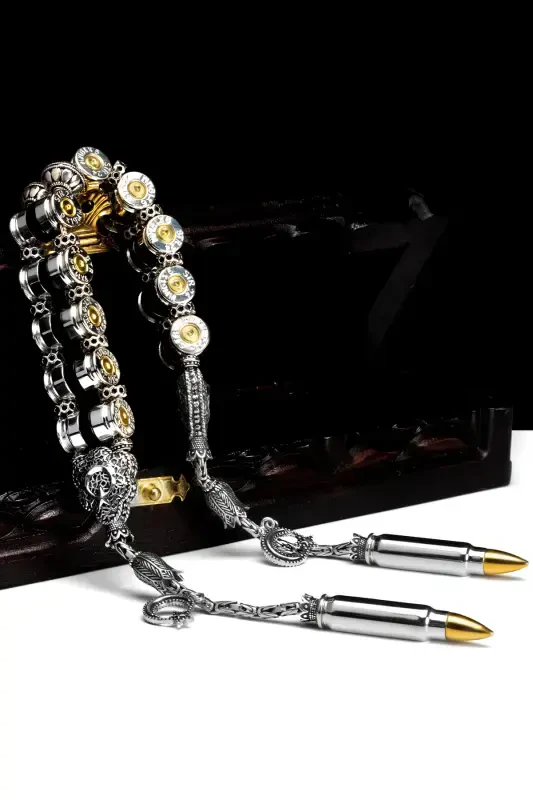 Сертифицированный Оригинальный Пуля Дизайн 110Гр 925 Серебро Четки Заза Четки-Серый - 2