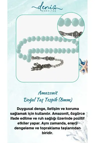 Sertifikalı Amazonit Doğal Taş Tesbih 8mm-tesbihrenk2 