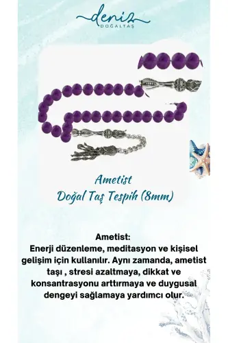 Sertifikalı Ametist Doğal Taş Tesbih 8mm-tesbihrenk3 