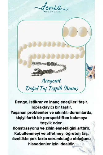 Sertifikalı Aragonit Doğal Taş Tesbih 8mm - tesbihrenk8 