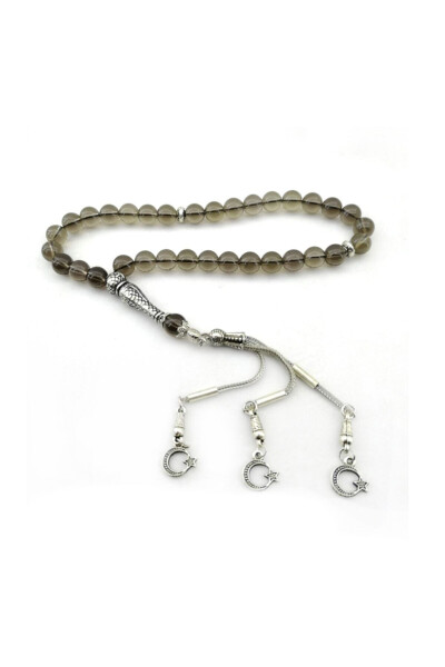 Sertifikalı Dumanlı Kuvars Doğal Taş Tesbih Metal Aksamlı 8 Mm - OSMANLI DOĞAL TAŞ