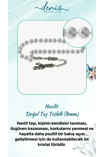 Sertifikalı Havlit Doğal Taş Tesbih 8mm - tesbihrenk14 
