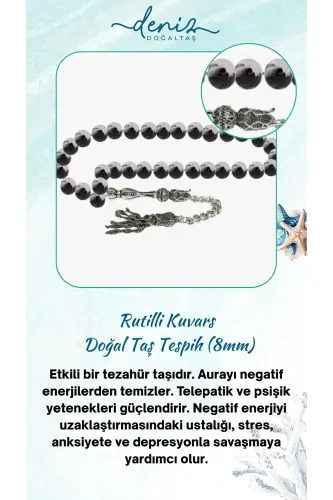 Sertifikalı Rutilli Kuvars Doğal Taş Tesbih 8mm-tesbihrenk32 