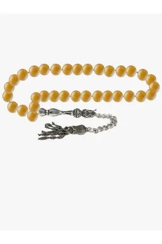 Sertifikali Sari Jasper Tabiiy Tosh Tasbeh 8mm - tasbehrang33 - 3