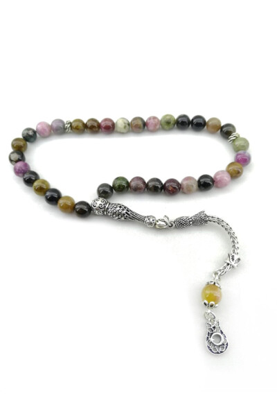 Sertifikalı Turmalin Doğal Taş Tesbih Gümüş Aksamlı - OSMANLI DOĞAL TAŞ