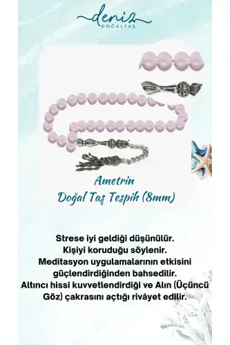 Sertifikatlangan Ametrin Tabiiy Tosh Tasbeh 8mm-tesbihrenk4 - 1