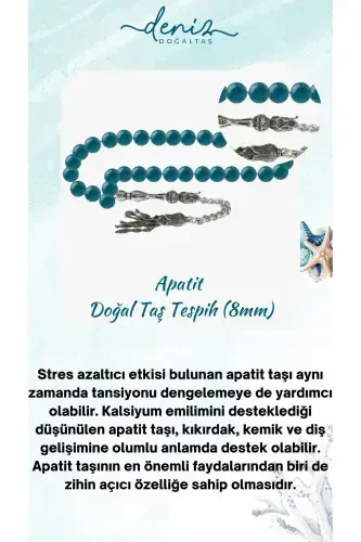 Sertifikatlangan Apatit Tabiiy Tosh Tasbeh 8mm-tesbihrenk7 - 1