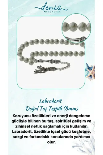 Sertifikatlangan Labradorit Tabiiy Tosh Tasbih 8mm-tesbihrenk24 
