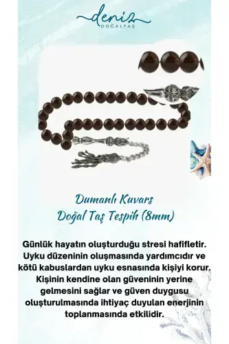 Sertifikatlangan Tutunli Kvarts Tabiiy Tosh Tasbeh 8mm-tesbihrenk10 - 1