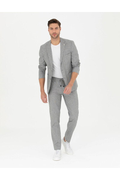 Серые брюки из льняной смеси Slim Fit - 3