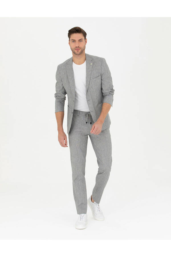 Серые брюки из льняной смеси Slim Fit - 3