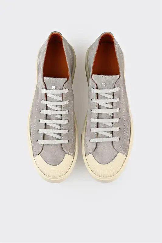 Серые Кожаные Мужские Кроссовки - 4