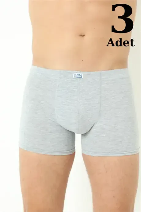 Серые мужские боксеры с прямыми штанинами 3 шт. хлопок с лайкрой - BÜYÜKBEDENIZ