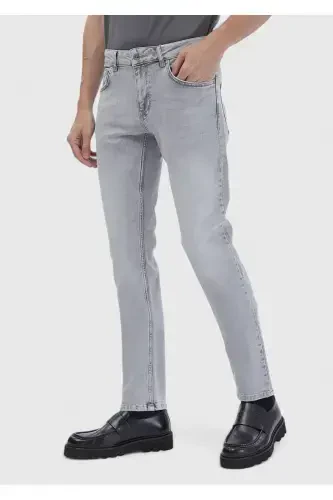 Серые прямые джинсы slim fit из хлопковой смеси - 3