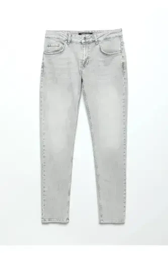 Серые прямые джинсы slim fit из хлопковой смеси - 6