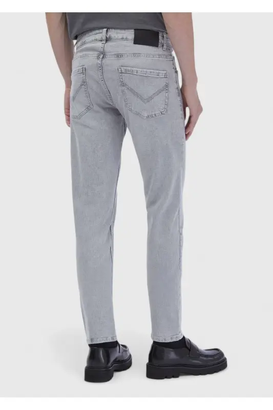 Серые прямые джинсы slim fit из хлопковой смеси - 5