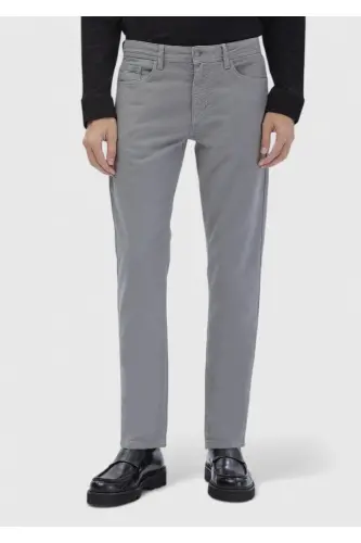 Серые прямые хлопчатобумажные брюки slim fit casual. - RAMSEY (1)
