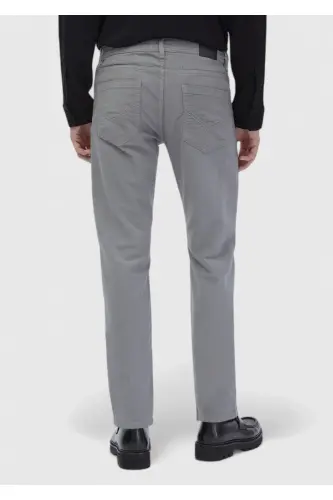 Серые прямые хлопчатобумажные брюки slim fit casual. - 6
