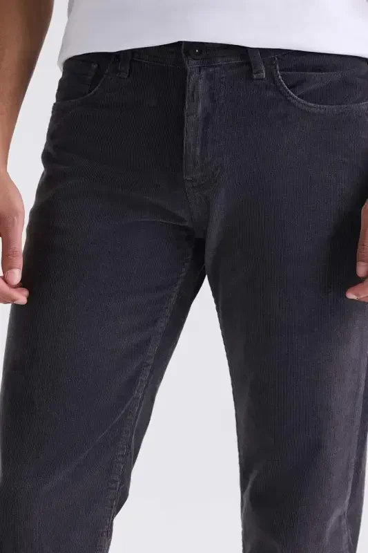 Серые вельветовые брюки Regular Fit из эластичного хлопка - 3