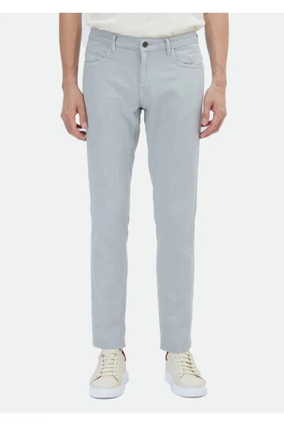 Серые хлопчатобумажные брюки Regular Fit, повседневные, гладкой текстуры. - Modazone (1)