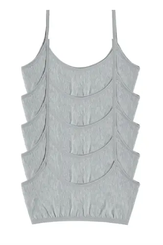 Серый 6-пакетный бюстгальтер для девочек без вкладышей, эластичный бюстгальтер из хлопка, укороченный топ для подростков - 1