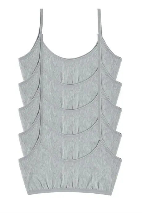 Серый 6-пакетный бюстгальтер для девочек без вкладышей, эластичный бюстгальтер из хлопка, укороченный топ для подростков - 3