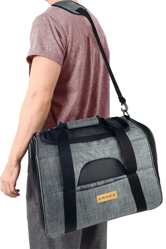 Серый большой переносной мешок для кошек и собак - 4