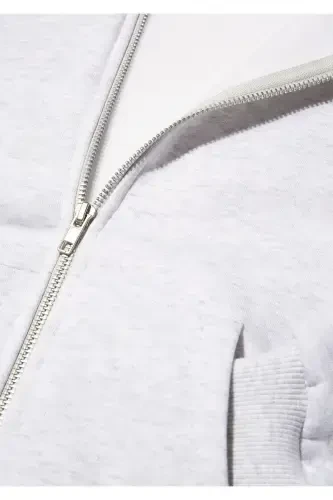 Серый свитер с капюшоном и молнией с логотипом 1s10178-85438 - 6