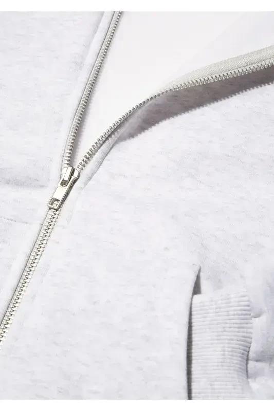 Серый свитер с капюшоном и молнией с логотипом 1s10178-85438 - 6