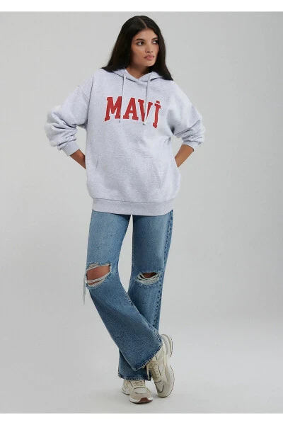 Серый свитшот с капюшоном и логотипом 1600361-85438 - 14