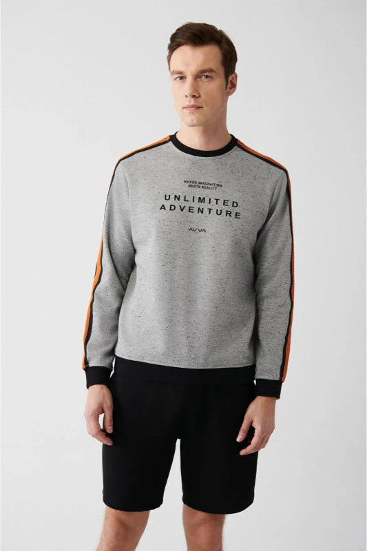 Серый свитшот с круглой горловиной, легко гладящийся - AVVA