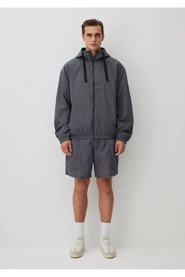 Серый худи с капюшоном свободного кроя - 4