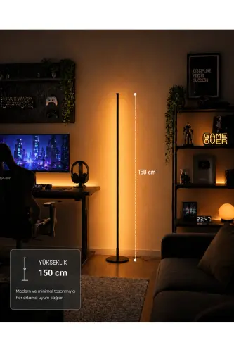 Sondra -Sese ve Müziğe Duyarlı - Kumandalı -Oda Aydınlatma Sistemi Full Rgb- Çok Özellik 150 cm. - siyah - NEEKO (1)