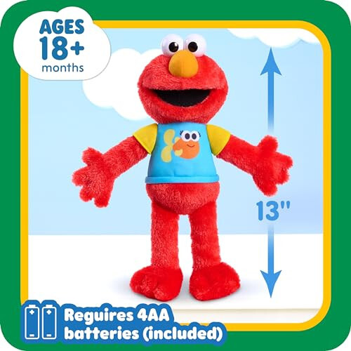 SESAME STREET 13-inch Sing-Along Plush Elmo with Lights and Sounds, Super-Soft and Huggable, Kids Toys for Ages 18 Month by Just Play - 4