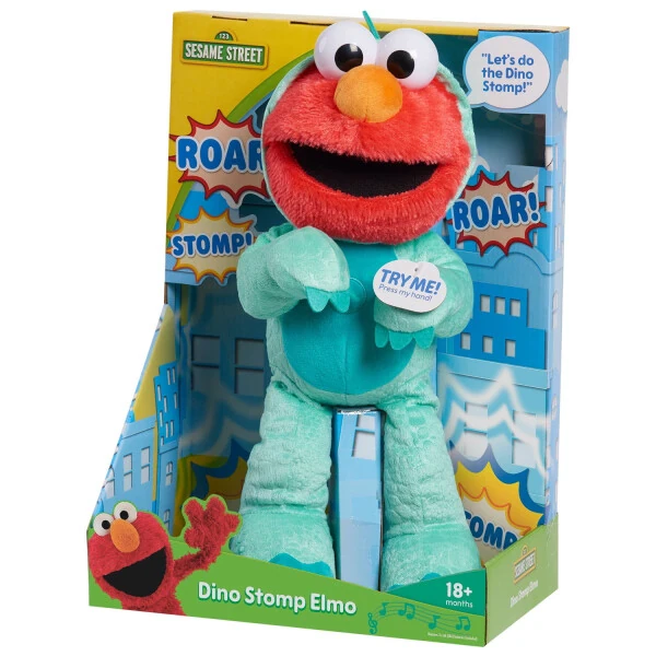 Sesame Street Dino Stomp Elmo 13-Inch Plush Stuffed Animal Sings and Dances, Kids Toys for Ages 18 months - SESAME STREET