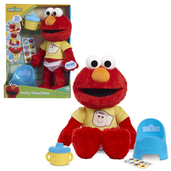 Sesame Street Potty Time Elmo 12-Inch Sustainable Plush Stuffed Animal, Sounds and Phrases, Potty Training Tool Baby and Toddler Toys - 9