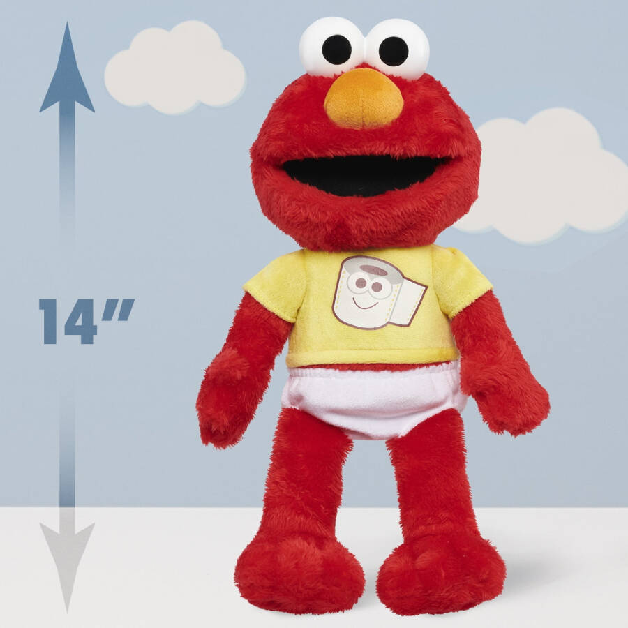 Sesame Street Potty Time Elmo 12-Inch Sustainable Plush Stuffed Animal, Sounds and Phrases, Potty Training Tool Baby and Toddler Toys - 15