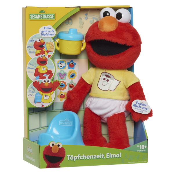 Sesame Street Potty Time Elmo 12-Inch Sustainable Plush Stuffed Animal, Sounds and Phrases, Potty Training Tool Baby and Toddler Toys - 16