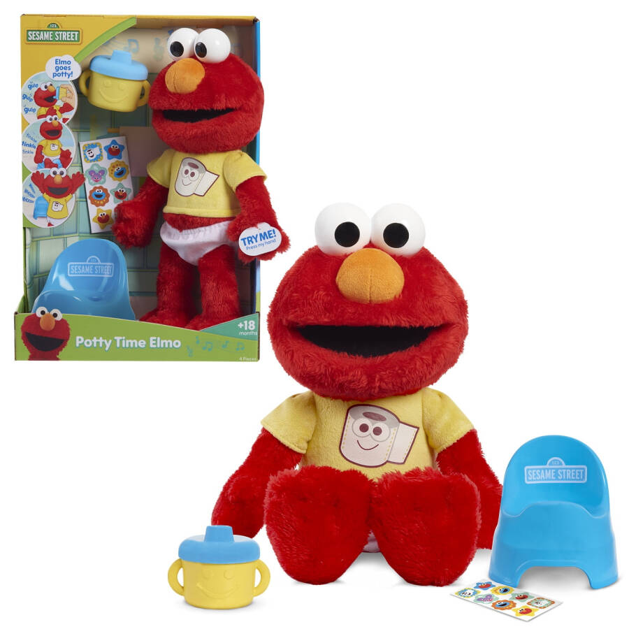 Sesame Street Potty Time Elmo 12-Inch Sustainable Plush Stuffed Animal, Sounds va Phrases, Potty Training Tool Baby and Toddler Toys - 9