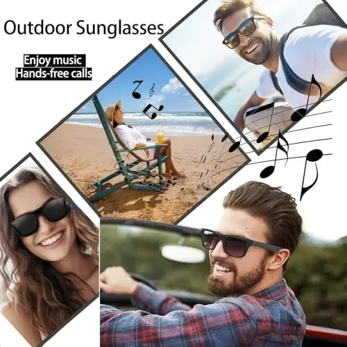 Dolado Smart Audio Bluetooth Glasses with Voice Assistant, Lightweight UV Protection Sunglasses with Dual Speakers, Remote Shooting, Music, Hands-Free Calling Outdoor Glasses, for Men and Women - 5