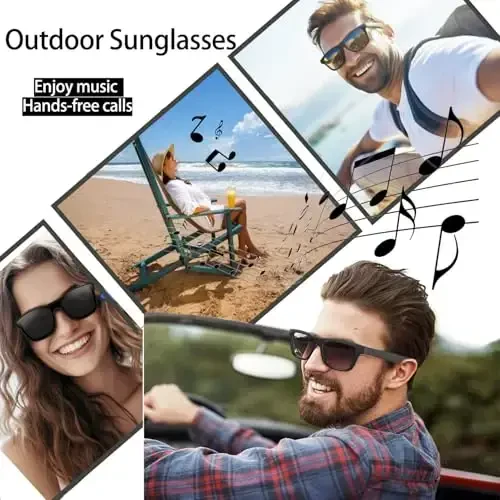 Dolado Smart Audio Bluetooth Glasses with Voice Assistant, Lightweight UV Protection Sunglasses with Dual Speakers, Remote Shooting, Music, Hands-Free Calling Outdoor Glasses, for Men and Women - 5