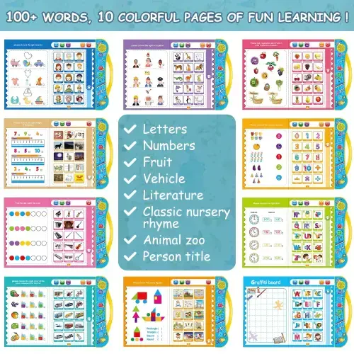 Sound Book Alphabet Toys Baby and Toddler Toys with an erasable pen included, Electronic Interactive Toy with English Letters and Shapes - XUEYU (1)